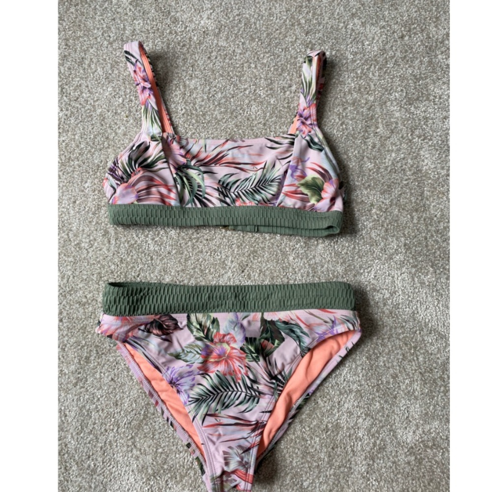 California sunshine Pink floral bikini Juniors small